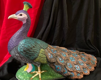 Custom painted Ceramic Peacock by jmdceramicsart