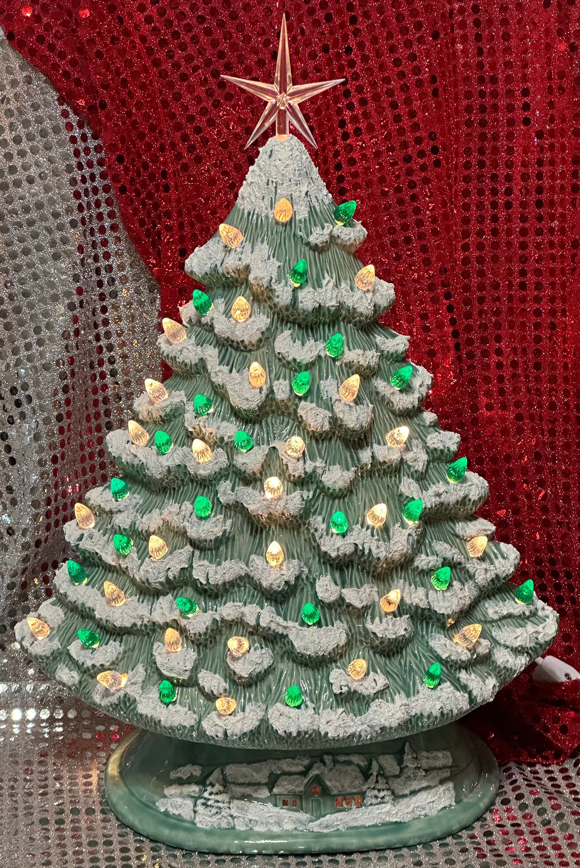 Paint Your Own 14 Inch Medium Vintage Christmas Tree w/ Electrical Kit Star  and Colored Bulbs — The Pottery Piazza