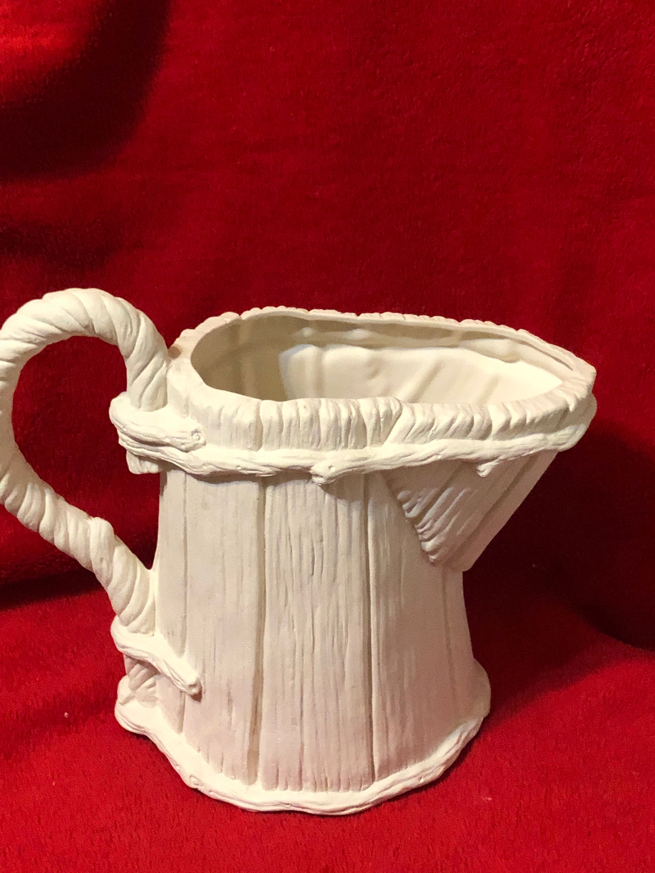 Ceramic driftwood and rope handle Jug in bisque ready to paint