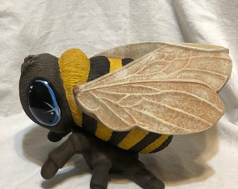 Clay Magics Large Bumble Bee dry brushed using Mayco Softee Stains by jmdceramicsart