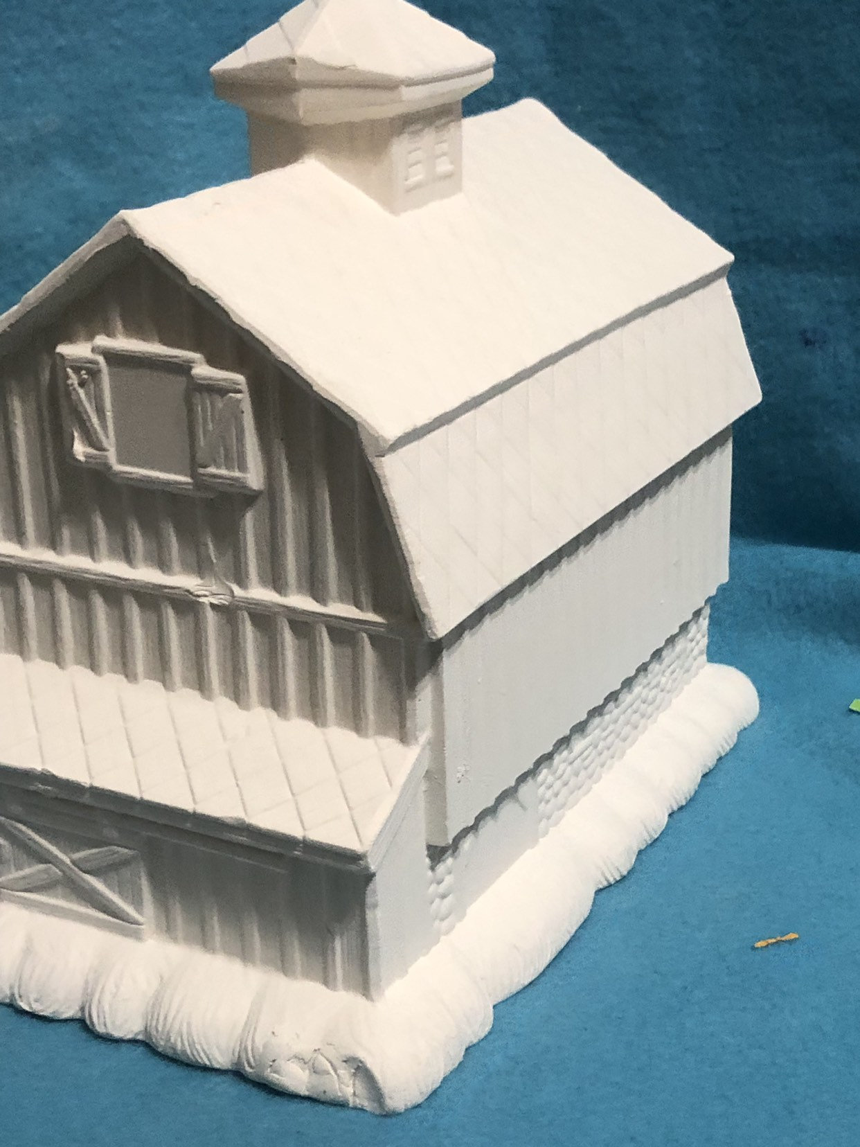 Ceramic Barn with Cobblestone Base Bisque ready to paint