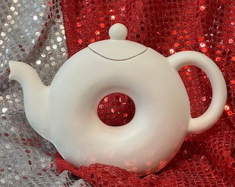 Gare Molds Donut Teapot in ceramic bisque ready to paint by jmdceramicsart