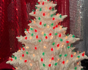 Handcrafted Ornamented Xmas Tree - Pearl White Fir Christmas Tree and Base - Noel Fir - Xmas Tree Gifts - Lovely Christmas Trees - Xmas Tree