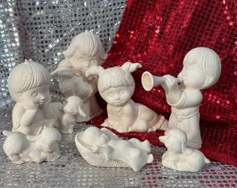 8 piece Ceramic Angel Sweet Tots in bisque ready to paint by jmdceramicsart