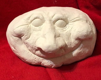DIY Rock Face Sculpture - Ready-to-Paint - Ceramic Rock with Face - Handcrafted Xmas Gift - Garden Decor - Rock Figurine - DIY Ceramic Gift