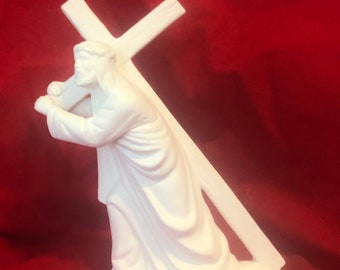 DIY Ceramic Bisque - Ready-to-Paint - DIY Handmade Jesus and Cross Figurine - Religious Collectible Art - Inspiration Home Decor - Quality