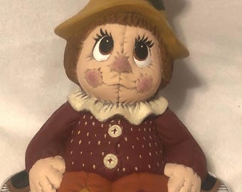 Ceramic Scarecrow dry brushed using Mayco Softee Stains by jmdceramicsart