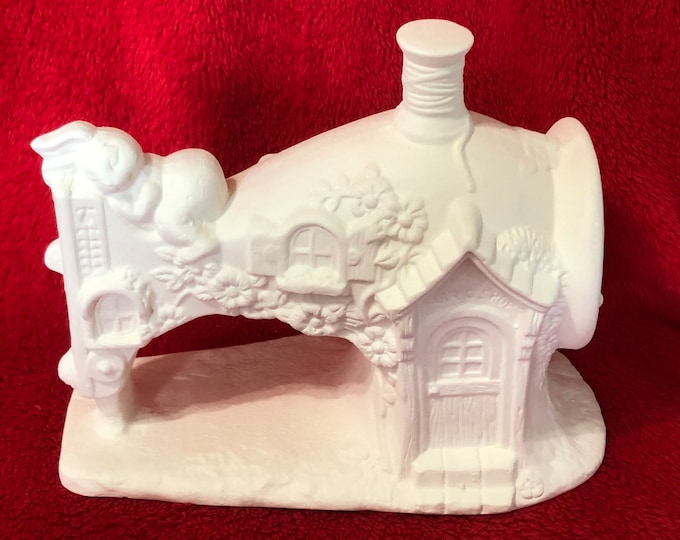 Featured listing image: Very Rare Ceramic Sewing Machine Bisque with Rabbit ready to paint by jmdceramicsart