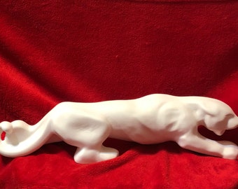 Ready to Paint - DIY - Handmade Ceramic Bisque Panther Sculpture - Collectible Panther Figurine - Wild Animal Home Decor by jmdceramicsart
