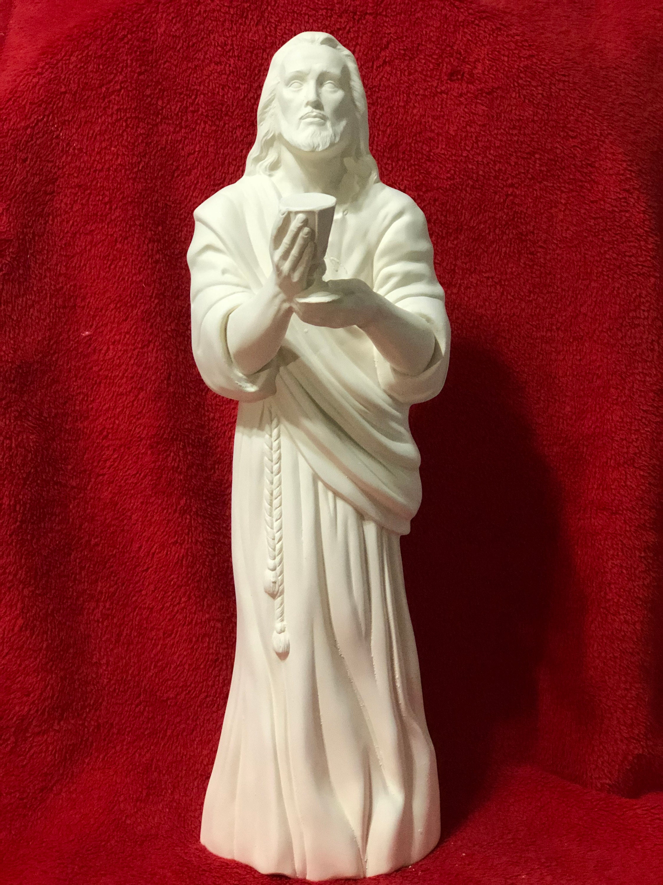Handcrafted Large Jesus with Chalice Statue DIY Ceramic Bisque
