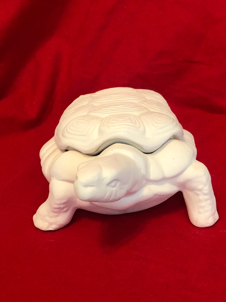 Handmade Ceramic Turtle Jewelry and Candy Dish Ceramic Bisque Turtle Trinket Dish Turtle Sculpture Whimsical Home Decor DIY Turtle image 3