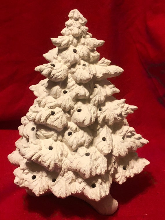 手作り陶器ビスククリスマスツリー：DIYオーナメントペイント（9x7
