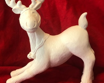 Gare Molds Landing Ceramic Reindeer in bisque ready to paint by jmdceramicsart