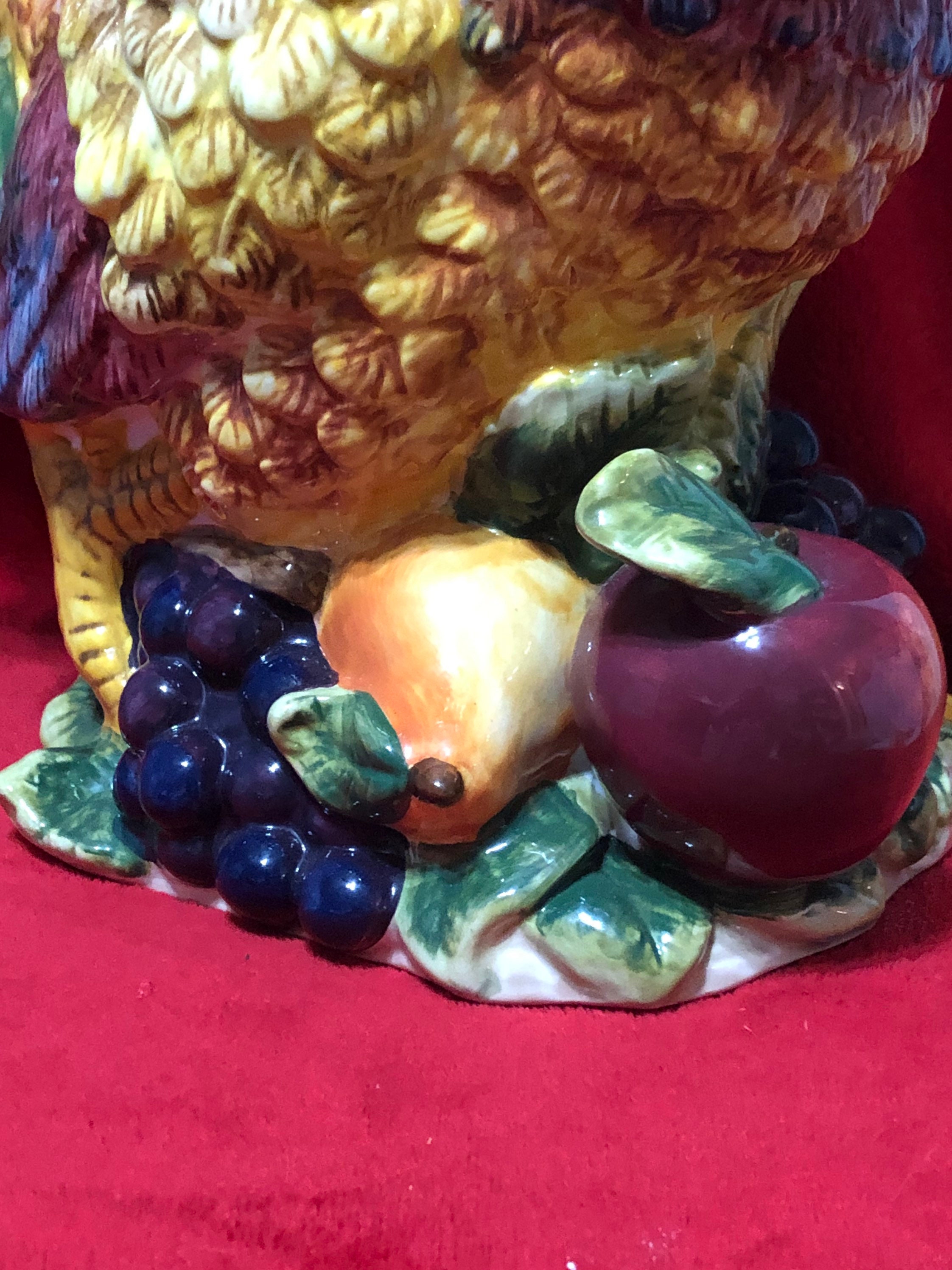 Rare Large Glazed Rooster with fruit