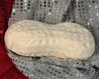 Handmade Ceramic Peanut Jewelry and Candy Dish - Ceramic Bisque - Peanut Trinket Dish - Peanut Sculpture - Whimsical Home Decor - DIY Peanut