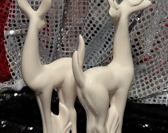 Collectible Deer Figurine - Milk Glass Glazed Ceramic Buck
