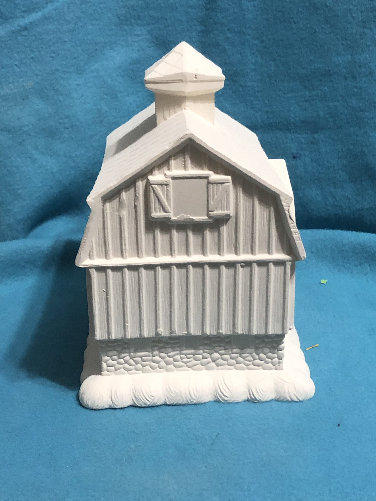 Ceramic Barn with Cobblestone Base Bisque ready to paint
