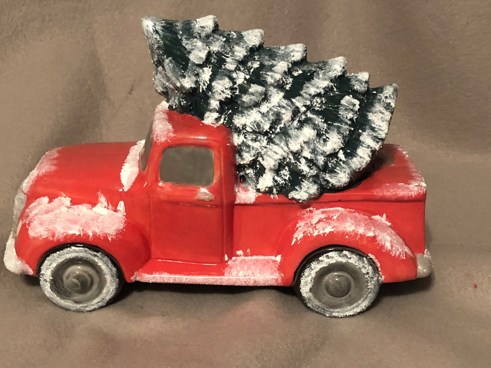 Ceramic Old Time Pickup Truck with Tree and Snow Etsy