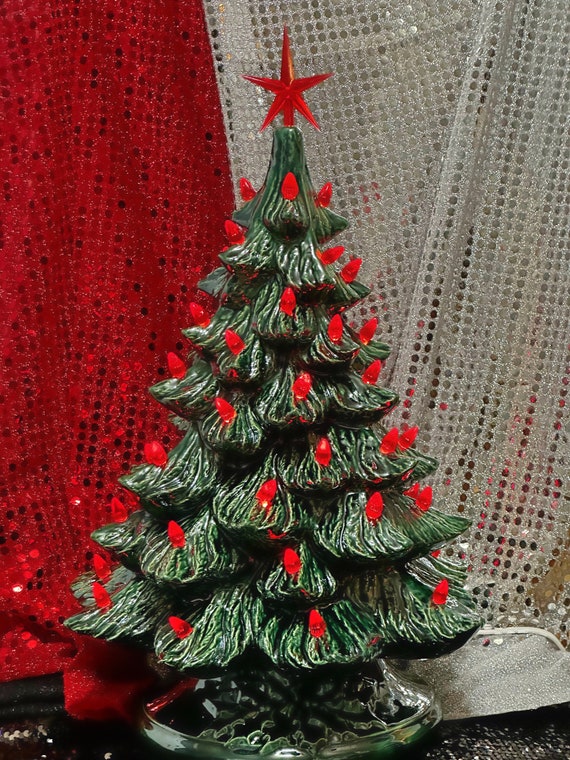 Handcrafted Ornamented Xmas Tree - Bluegrass Glazed Ceramic Handcrafted Ornamented Xmas Tree - Bluegrass Glazed Ceramic