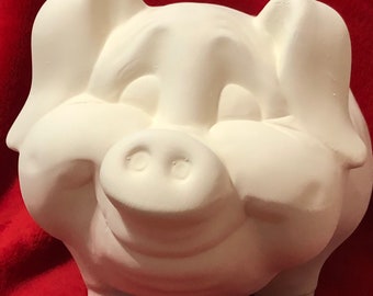 Ceramic Pig in bisque ready to paint by jmdceramicsart