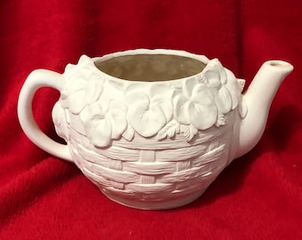 Pansey Tea Pot Ceramic Bisque ready to paint by jmdceramicsart