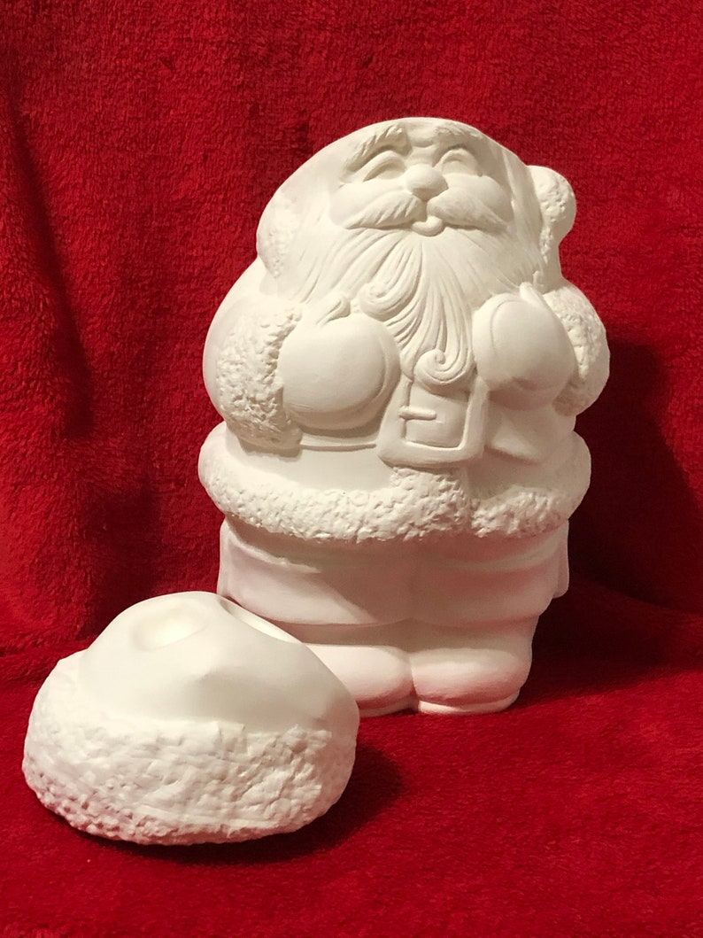 Santa Cookie Jar Ceramic Bisque Ready to Paint Etsy