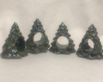 Set of Four Christmas Tree Napkins Rings