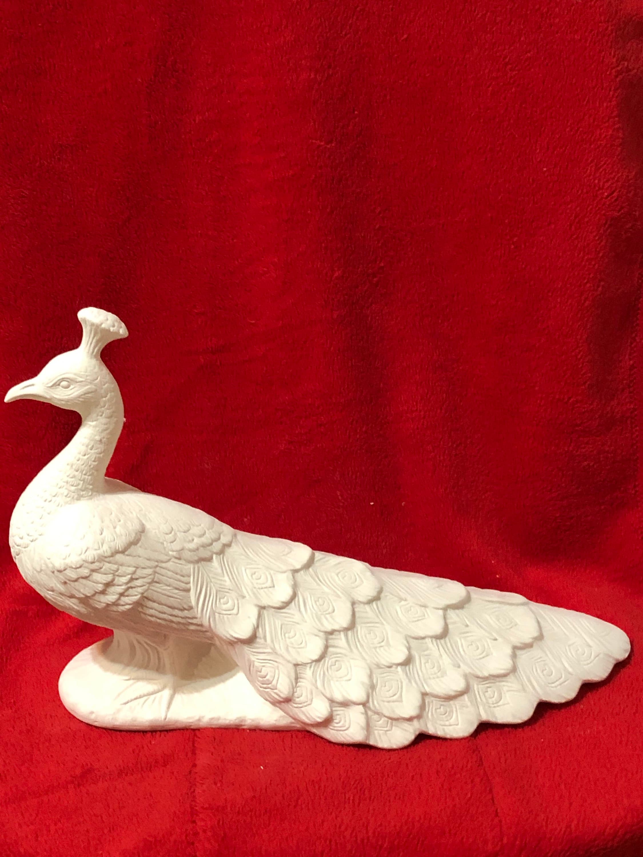 Peacock Decor DIY Ceramic Bisque Peacock Figurine Bisqueware