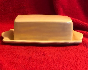 Glazed Ceramic Vintage Butter Dish