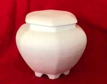 Vintage Ceramic Jewelry Box or Candy Dish in bisque ready to paint