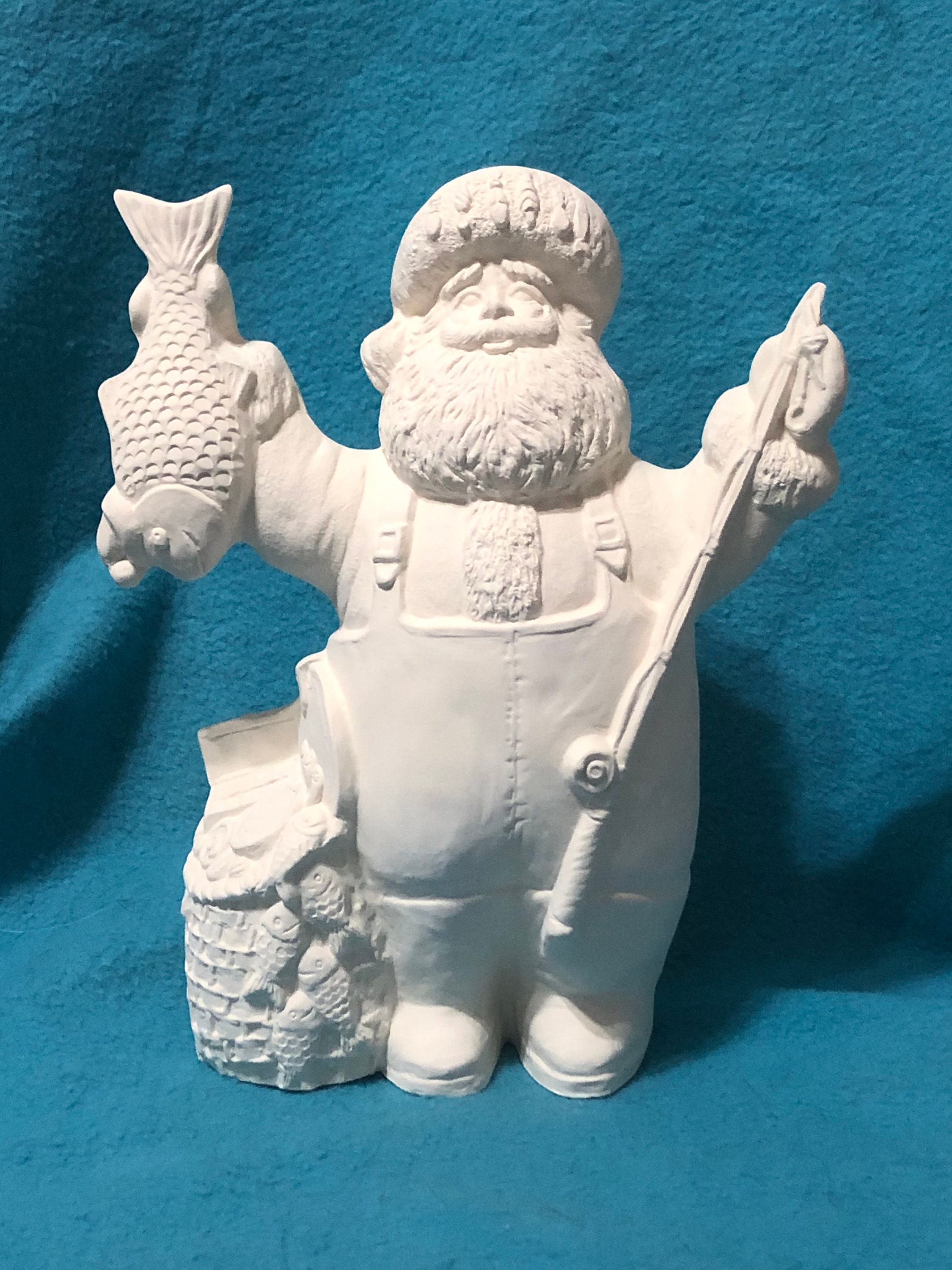 Fishing Santa Ceramic Bisque ready to paint