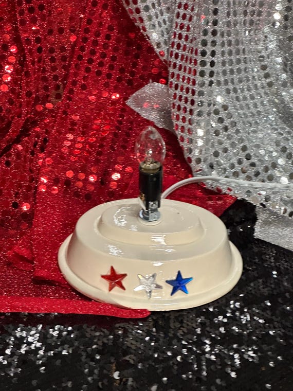 手作りの陶器製クリスマスツリー：7月4日の装飾、青い星付き - Etsy 日本