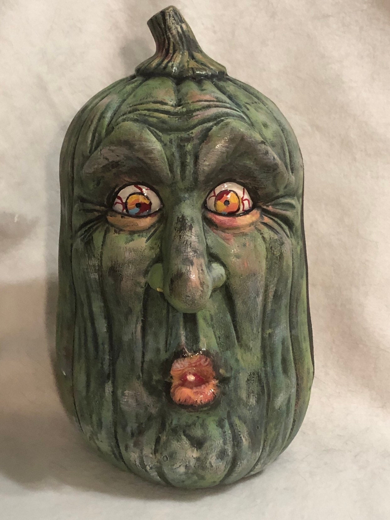 Zombie Pumpkin Ceramic Art by jmdceramicsart