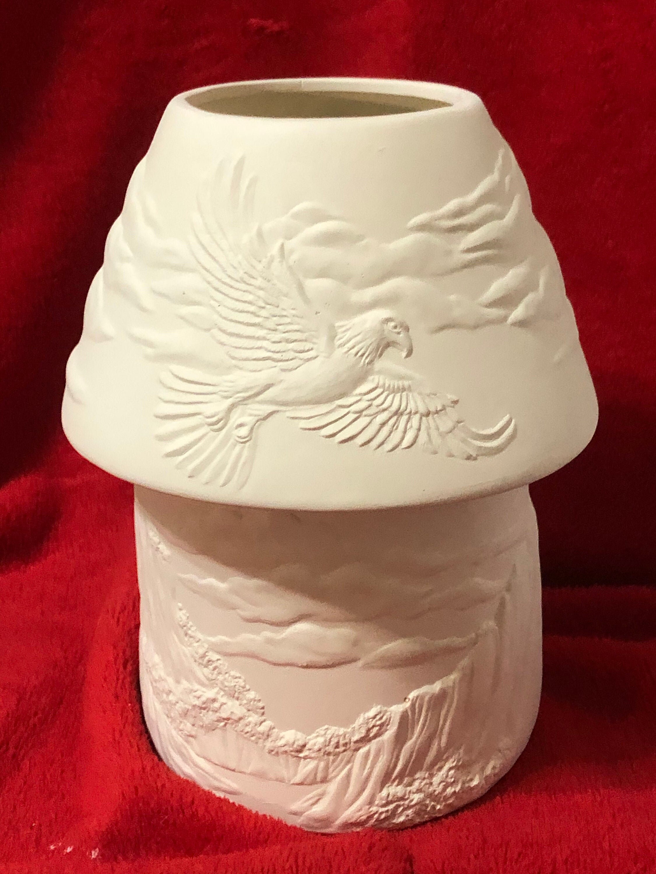 Wild Eagle Scene Candle Holder with Lamp Shade ceramic bisque ready to