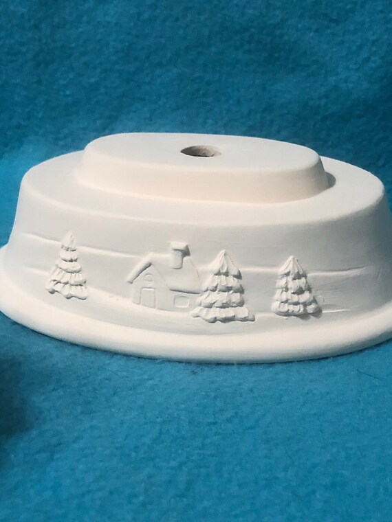 Lot à Peindre : Cheminée Et Sapin De Noël En Céramique Biscuit - S'allume - 10x11 Cm