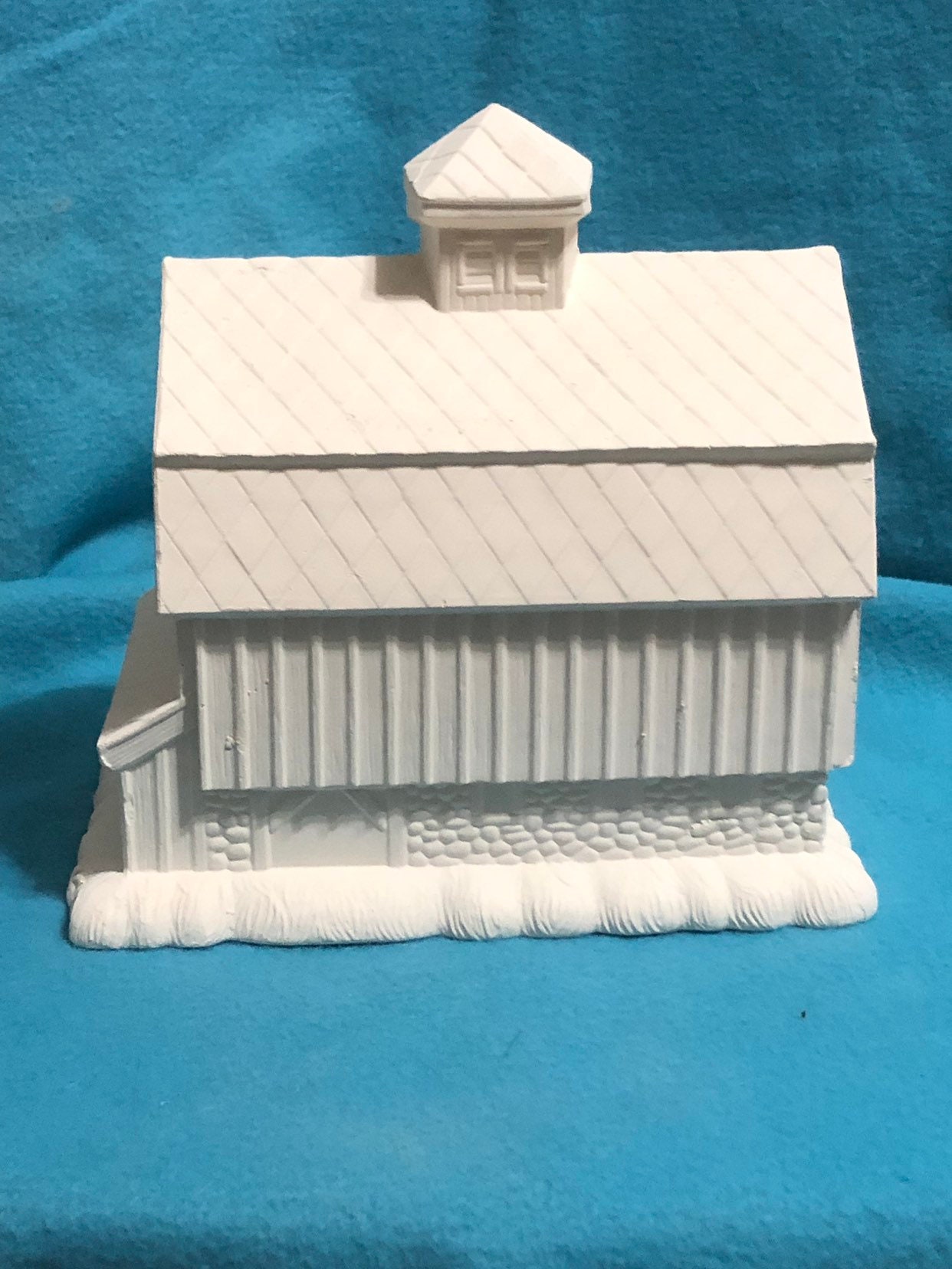 Ceramic Barn with Cobblestone Base Bisque ready to paint