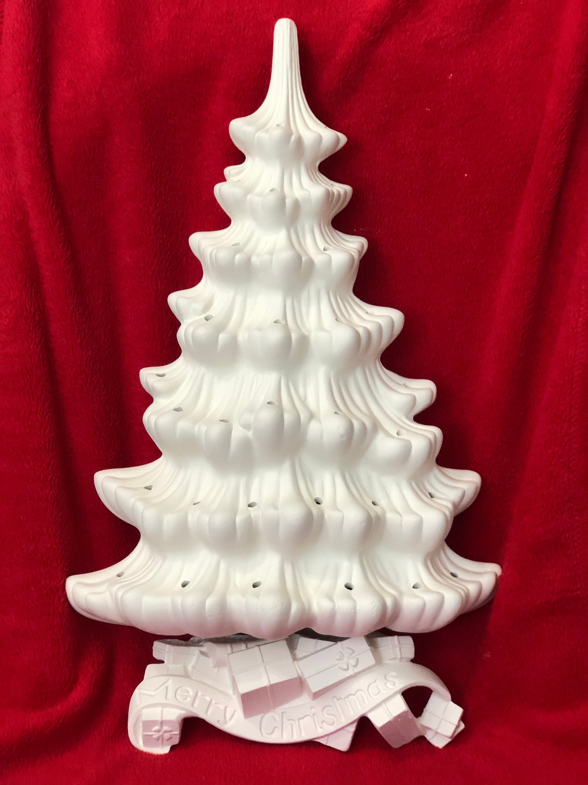 Atlantic Mold Pearl White Ceramic Lighted Vintage Christmas Tree 1970s