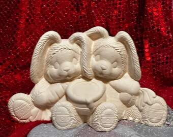 Clay Magic's Easter Bears in ceramic bisque ready to paint by jmdceramicsart