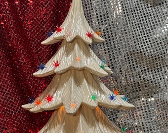 手作りの陶器製クリスマスツリー：レトロなお祭りの装飾 - 5