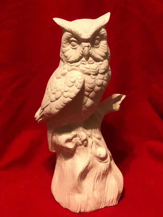 Large Owl on base  *Ceramic Bisque Ready to Paint *Unpainted