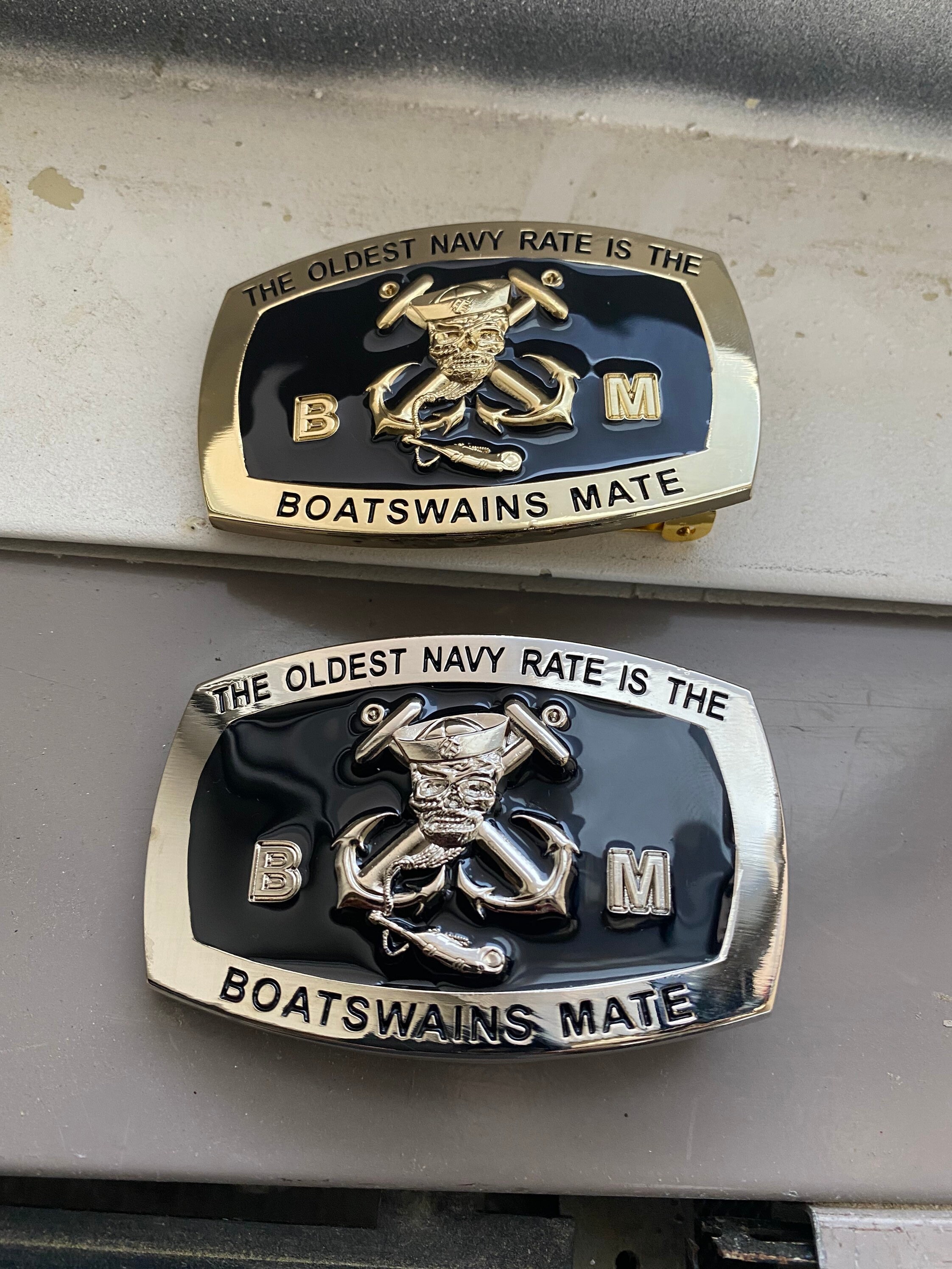 USN BM Boatswains Mate Belt Buckle Navy Silver E6 and below Etsy