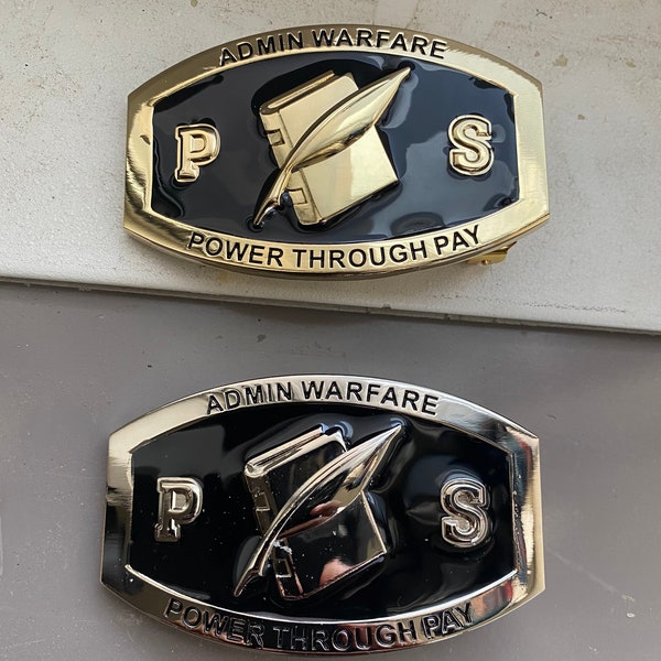 USN PS Personnel Specialist Belt Buckle Navy (Silver) E6 et ci-dessous