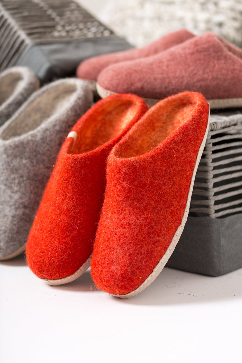 Felted Wool Slippers Wool Slippers Mule Slippers Womens Slippers Mens