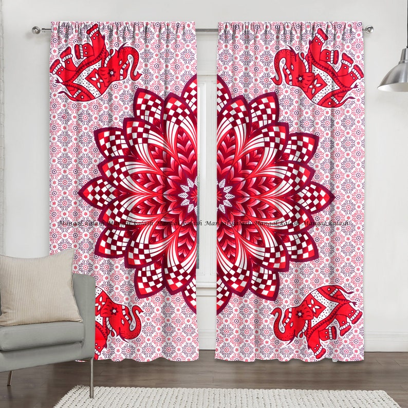 Window Tapestry Curtain And Valances Balcony Indian Mandala Drape Dorm Decor Hippie Door Curtain Window Treatment Wall Hanging Living Room
