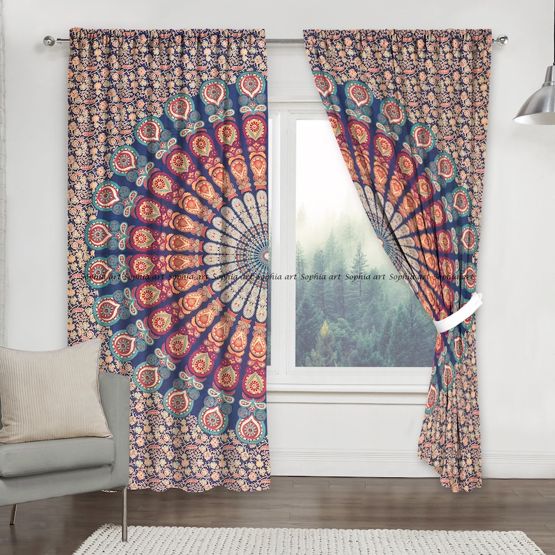 Indian Mandala Cotton Wall Hanging Room Window Door Curtains Boho Balcony Drapes