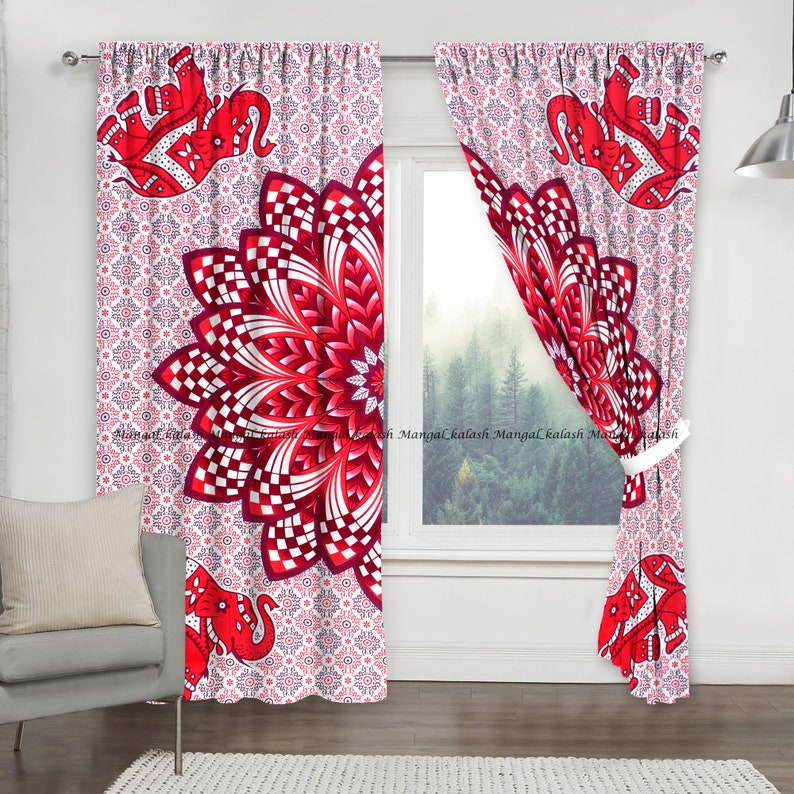 Window Tapestry Curtain And Valances Balcony Indian Mandala Drape Dorm Decor Hippie Door Curtain Window Treatment Wall Hanging Living Room