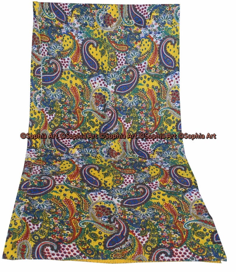 Red Queen Size Bed Throw Indian kantha Pradise Print Bedding Cover Kantha Quilt