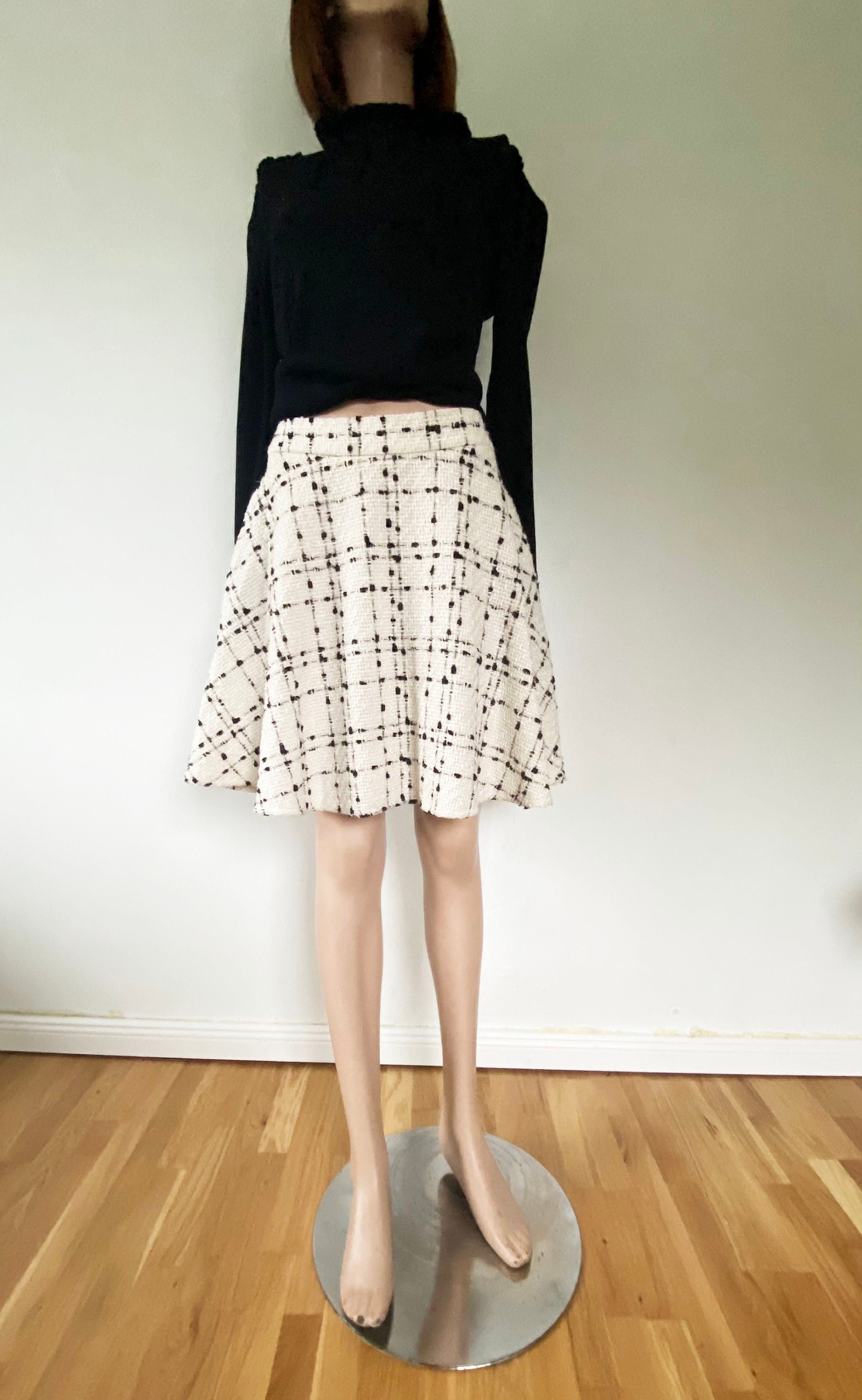 Vintage Chanel Tweed Check Woven Wool Top & Skirt Set – Recess