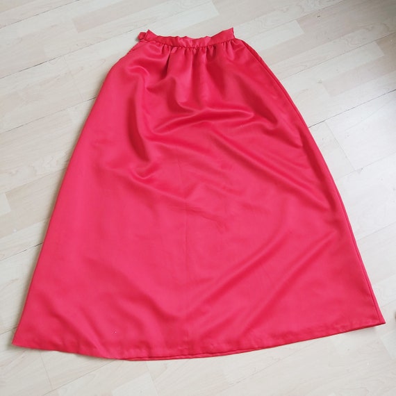 Vintage Red Satin Puff Sleeve Ruffles Dress Set L… - image 10