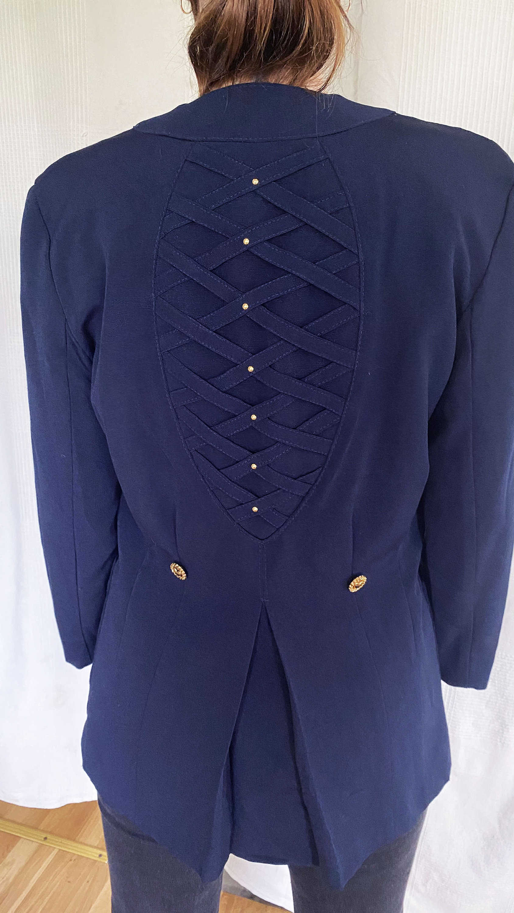 80s Parisian Navy Blue Mariner Style Blazer, Michael